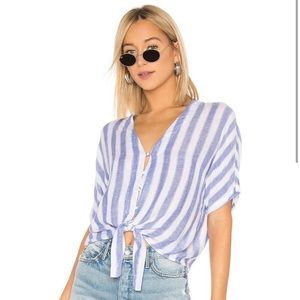 RAILS “Thea” Blue + White Striped Crop Top